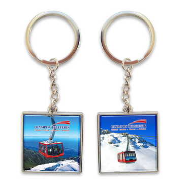 Cable Card Themed Metal Square Shaped Double Face Keychain 36x95 mm