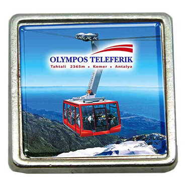 Myros - Teleferik Temalı Myros Metal Kare Rozet 18x18 mm