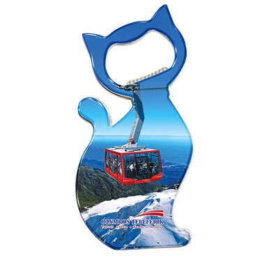 Cable Card Themed Cat Shaped Metal Magnetic Bottle Opener 97x48 mm