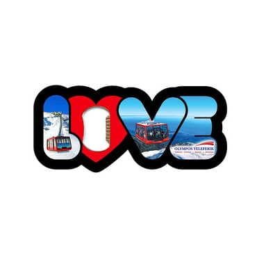 Toptan Teleferik Temalı Myros Metal Love Açacak Magnet 114x47 mm