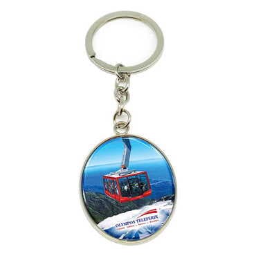 Cable Card Themed Metal Oval Keychain 35x105 mm