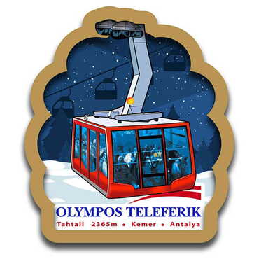 Myros - Teleferik Temalı Myros Resimli Ahşap Magnet