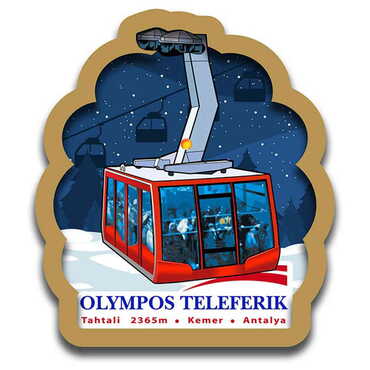 Myros - Toptan Teleferik Temalı Myros Resimli Ahşap Magnet