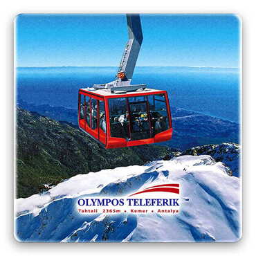 Myros - Teleferik Temalı Myros Taş Magnet 50x50 mm