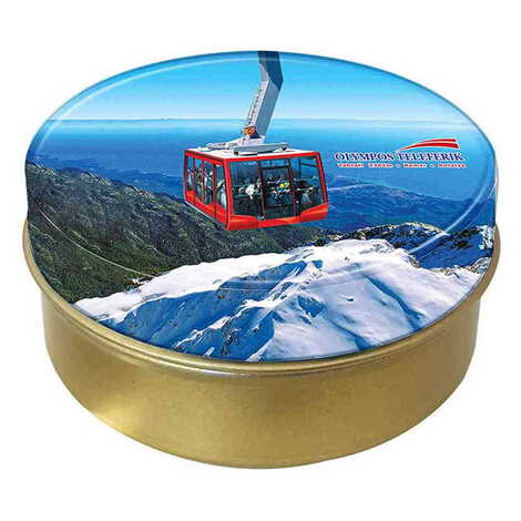 Toptan Teleferik Temalı Myros Yuvarlak Metal Kutu 73x35 mm - 1