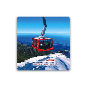 Toptan Teleferik Temalı Taş Bardak Altlığı 100x100 mm - Myros