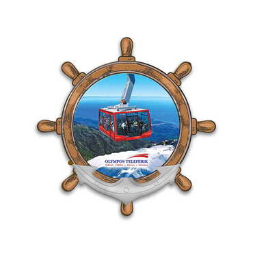 Toptan Teleferik Temalı Uv Baskılı Dümen Şekilli Magnet 82x82 mm - Myros