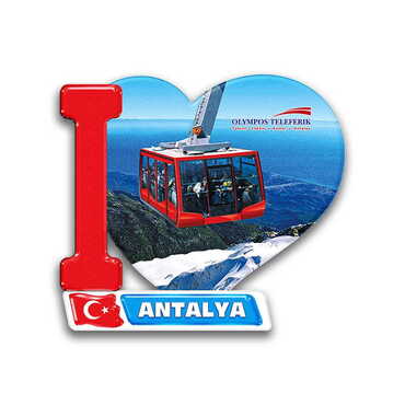 Toptan Teleferik Temalı Uv Baskılı Kalp Şekilli Magnet 86x62 mm - Myros