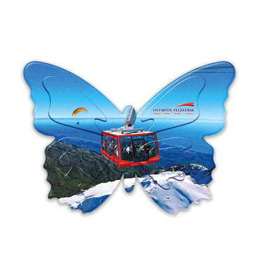 Toptan Teleferik Temalı Uv Baskılı Kelebek Şekilli Magnet 80x58 mm - Myros