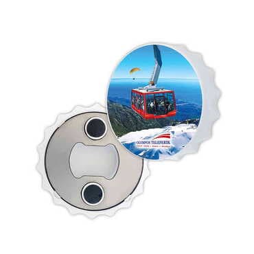 Cable Card Themed Customised UV Printed Bottle Cap Shaped Plastic Base Bottle Opener 58x15 mm