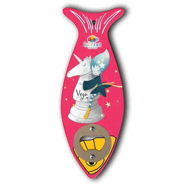 Theme Park Themed Fish Shaped Printed MDF Wooden Bottle Opener 190x70 mm