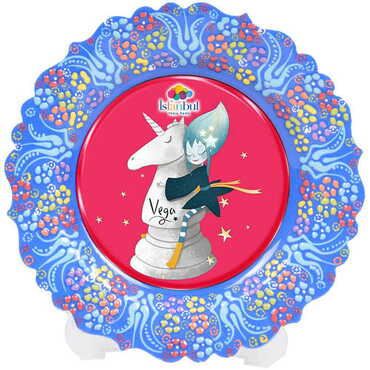 Theme Park Themed Turkish Ceramic Plate With Epoxy 30 Cm - 4