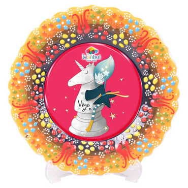 Theme Park Themed Turkish Ceramic Plate With Epoxy 30 Cm - 12