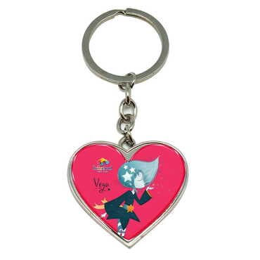 Theme Park Themed Metal Heart Keychain 40x90 mm