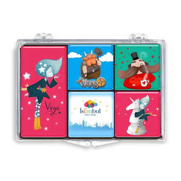 Toptan Tema Park Temalı Myros Kutulu Magnet Seti Beşli - Myros