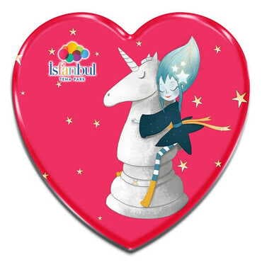 Theme Park Themed Heart Shaped Mini Fridge Magnet 40x37 mm