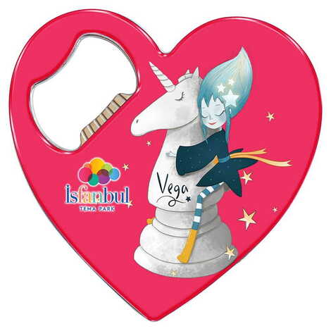 Toptan Tema Park Temalı Myros Metal Kalp Açacak Magnet 85x76 mm - 1