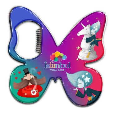 Theme Park Themed Butterfly Shaped Metal Magnetic Bottle Opener 70x70 mm
