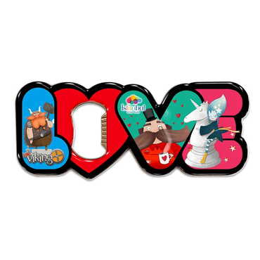 Toptan Tema Park Temalı Myros Metal Love Açacak Magnet 114x47 mm - Myros