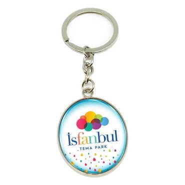 Theme Park Themed Metal Oval Keychain 35x105 mm