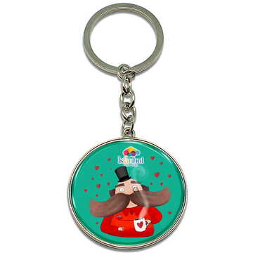 Theme Park Themed Metal Round Keychain 40x100 mm