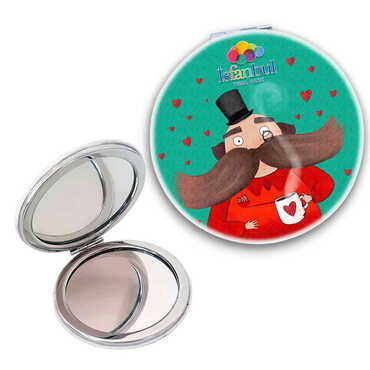 Theme Park Themed Customised Uv Printed Round Compact Mirror 72x11 mm