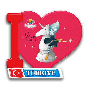 Toptan Tema Park Temalı Uv Baskılı Kalp Şekilli Magnet 86x62 mm - Myros