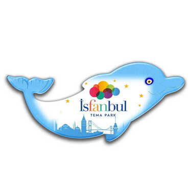 Theme Park Themed Customised UV Printed Plastic Base Dolphin Shaped Fridge Magnet 110x50 mm