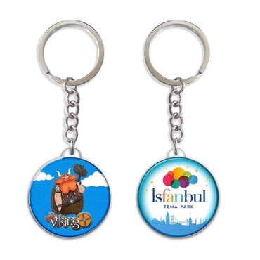 Theme Park Themed Customised UV Printed Plastic Base Square Keyring 38x100 mm