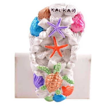 Slipper Themed Polyester Stoned And Nacrous Fridge Magnet