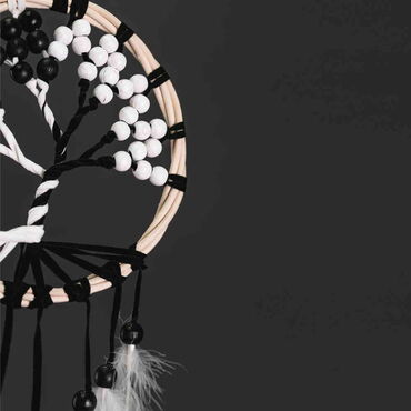 The Tree of Life Black and White Dreamcatcher - Thumbnail