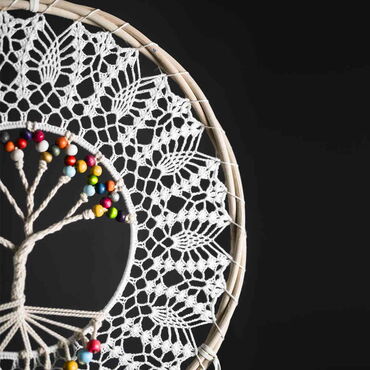 The Tree of Life Lace Macrame Dreamcatcher - Thumbnail