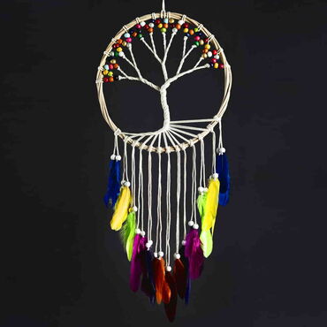 The Tree of Life Macrame Colourful Dreamcatcher - Thumbnail