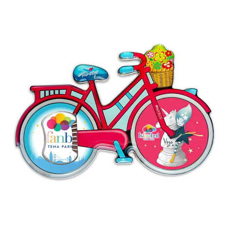 Theme Park Themed Bicycle Shaped Metal Magnetic Bottle Opener 100x65 mm - 1