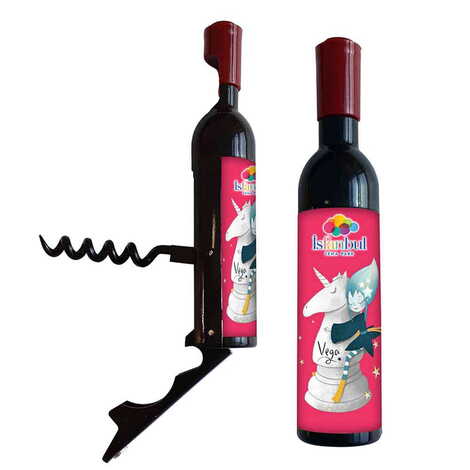 Theme Park Themed Bottle Shaped Metal Wine Bottle Corkscrew Opener-Magnetic 115x25x25 mm