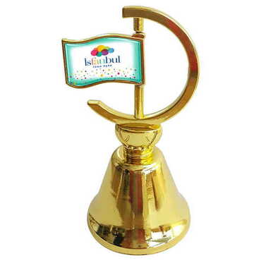 Theme Park Themed Collectible Souvenir Double Face Metal Spinner Flag Bell - Golden Color - Myros
