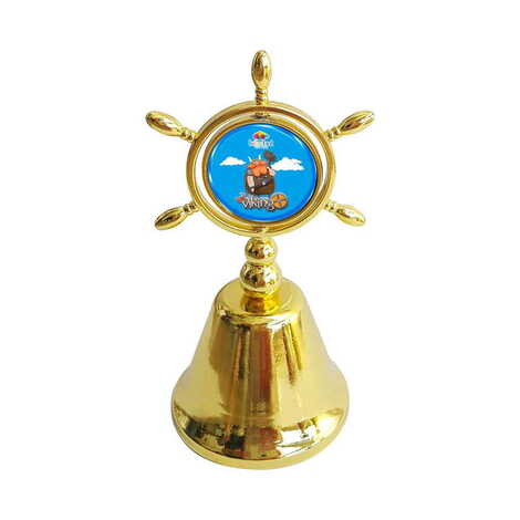 Theme Park Themed Collectible Souvenir Double Face Metal Spinner Rudder Bell - Golden Color - 1