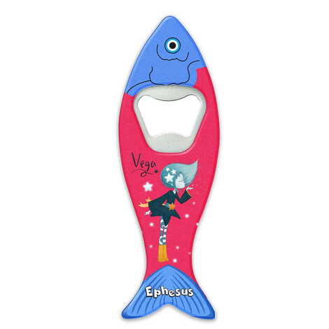 Theme Park Themed Customised UV Printed Fish Shape Printed Plastic Base Bottle Opener 42x130 mm - 1