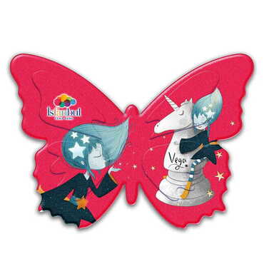 Theme Park Themed Customised UV Printed Plastic Base Butterfly Shaped Fridge Magnet 80x58 mm - Thumbnail