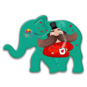 Myros - Theme Park Themed Customised UV Printed Plastic Base Elephant Shaped Fridge Magnet 86x62 mm