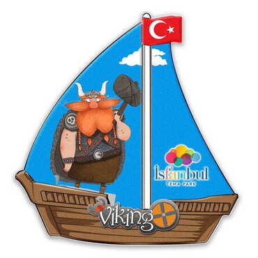 Myros - Theme Park Themed Customised UV Printed Plastic Base Sail Ship Shaped Fridge Magnet 77x80 mm