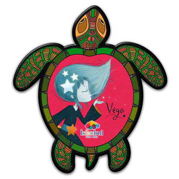 Myros - Theme Park Themed Customised UV Printed Plastic Base Turtle Shaped Fridge Magnet 80x74 mm