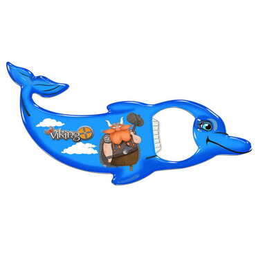 Myros - Theme Park Themed Dolphin Shaped Metal Magnetic Bottle Opener 102x67 mm