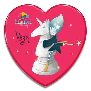 Myros - Theme Park Themed Epoxy Dome Heart Souvenir Fridge Magnet 65x60 mm