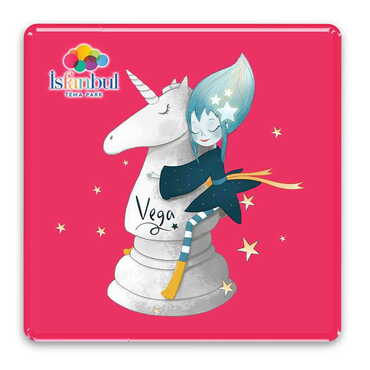 Theme Park Themed Epoxy Dome Square Souvenir Fridge Magnet 80x80 mm - Myros