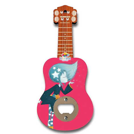 Theme Park Themed Guitar Shaped Printed MDF Wooden Bottle Opener 200x89 mm