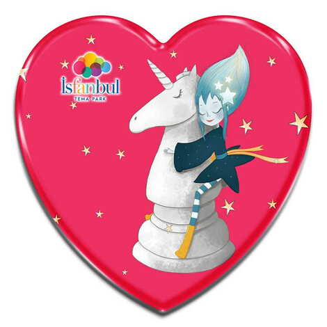 Theme Park Themed Heart Shaped Mini Fridge Magnet 40x37 mm - 1