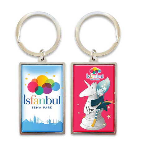 Theme Park Themed Metal Big Rectangle Keychain 32x88 mm - 1