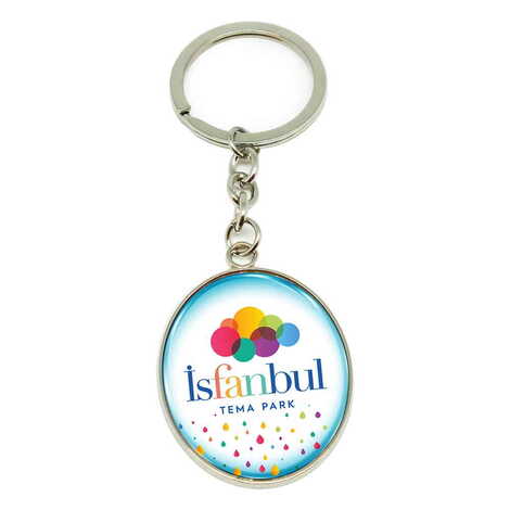 Theme Park Themed Metal Oval Keychain 35x105 mm - 1