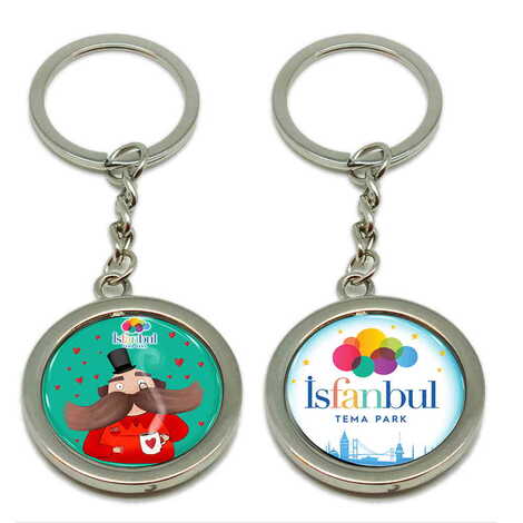 Theme Park Themed Metal Spinner Keychain 38x100 mm - 1
